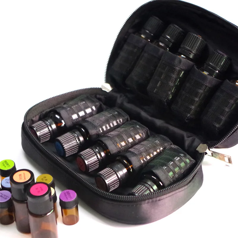 

Essential Oil Storage Bag 10 Bottles Carrying Portable Travel Holder Case Pouch For Traveling Sturdy Double Zipper 5ml/10ml/15ml