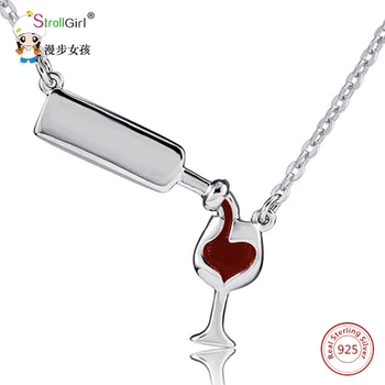 

925 Sterling Silver Red Wine Red Wine Glass Pendant Necklace 2020 Women's Exquisite Jewelry Gifts Hot Sale Factory Direct Sales