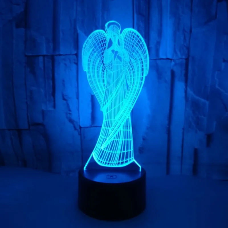 Colorful Touch Led Night Light 3d Illusion USB Atmosphere Table Lamp for Children Baby Kids Gift Bedside Bedroom Angel