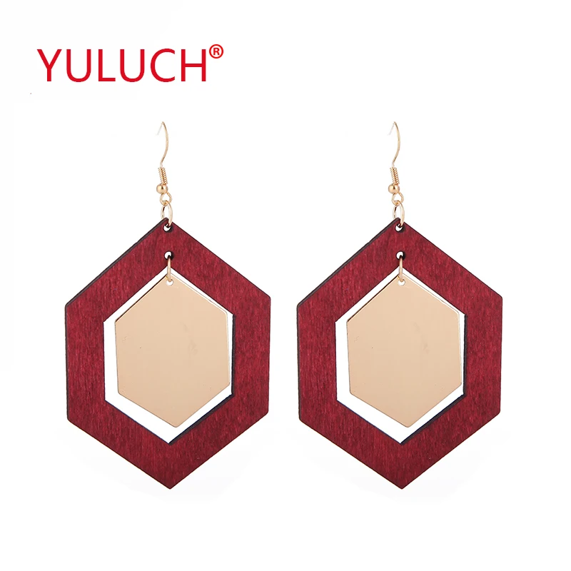 

YULUCH 2018 Featured show ethnic fashion woman jewelry for wooden hanging alloy accessories pendant earrings girl gifts