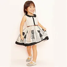 Коллекция года платье для девочки с изображением животных летние праздничные платья принцессы с отложным воротником с изображением котов одежда для девочки размер на возраст от 1 года до 7 лет сарафан-мини Vestidos