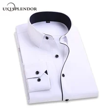 2018 Men Wedding Shirt Long Sleeve Men Dress Shirts Man Business Party Solid Casual Shirt Work Wear Formal Slim Male Shirt YN554