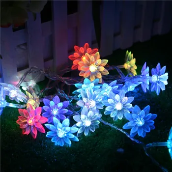 

2M 20led Battery String Lights Lotus Flower Fairy Bedroom Home Decor Living Room Wedding Wall Hanging decoration Dorm Lights