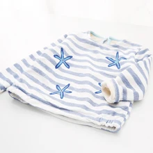 Female child goat embryo velvet thickening sweatshirt stripe top t-shirt 100% winter cotton long-sleeve pullover sweatshirt