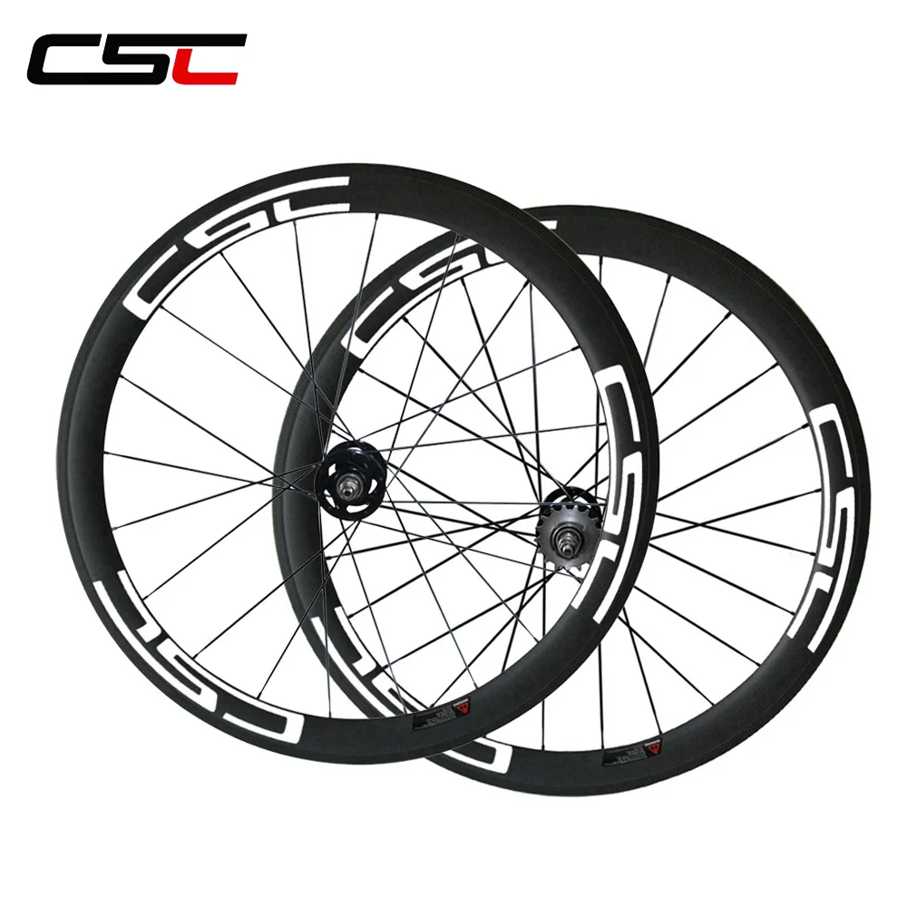 

CSC Bicycle Wheelset 700c deep 50mm width 23mm Tubular Track Flip fiop carbon bike wheels with pillar 1420 spokes