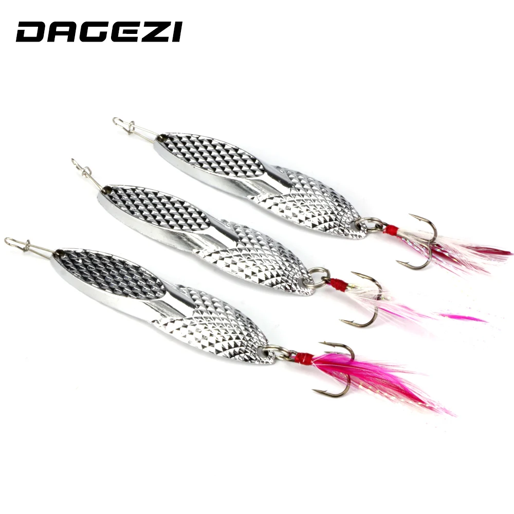 DAGEZI 18g المعادن الترتر الصيد إغراء ملعقة إغراء مع ريشة الضوضاء شىء صغير براق الطعوم الثابت خطاف ثلاثي Pesca الصيد معالجة DAGEZI 18g المعادن الترتر الصيد إغراء ملعقة إغراء مع ريشة الضوضاء شىء صغير براق الطعوم الثابت خطاف ثلاثي Pesca الصيد معالجة