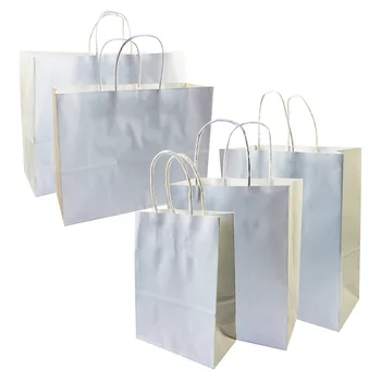 

10 Pcs/lot Gift Bags With Handles Multi-function White Paper Bags 5 Size Recyclable Environmental Protection Clothes Shoes Bag