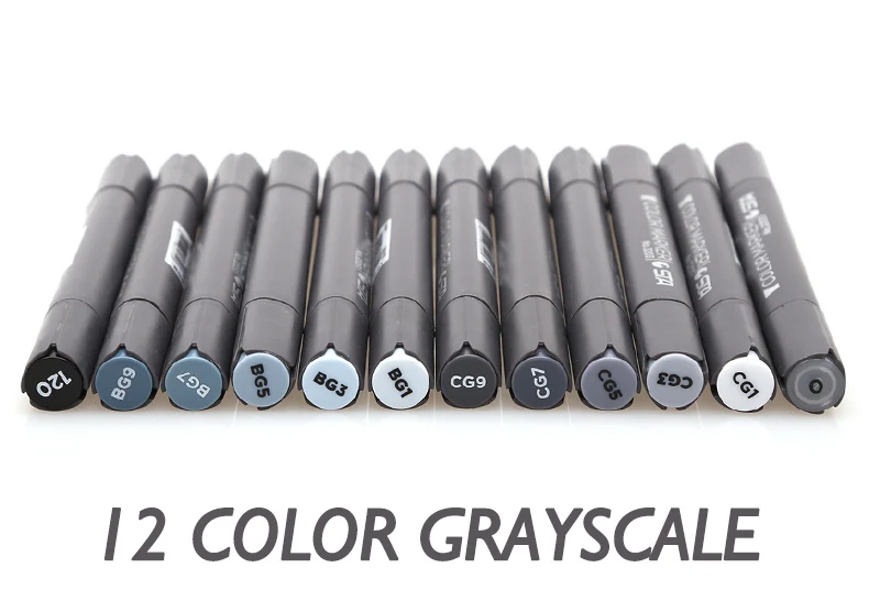 STA 12 Cool Grey Colors Art Markers Grayscale Artist Dual Head Markers Set for Brush Pen Painting Marker School Student Supplies 10