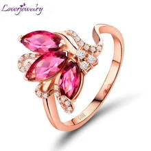 LOVERJEWELRY, кольца для женщин, новинка, в форме маркизы, розовый турмалин, кольцо с натуральным бриллиантом, одноцветное, 18 К, розовое золото, Обручальные, вечерние