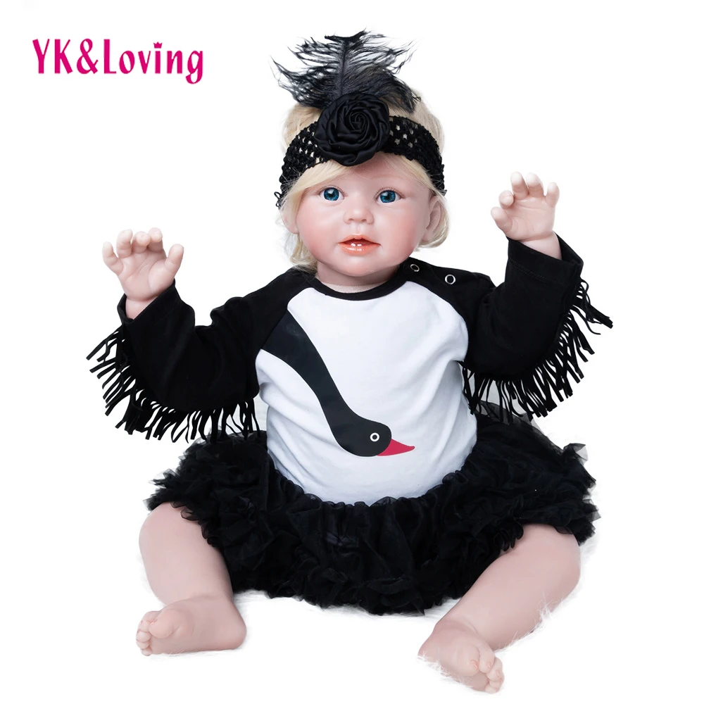 

One Year Old Girl Doll Reborn Toddler Baby Boneca Dolls Girls Toy Childen Collecting Gifts EMS Free Fast shipping