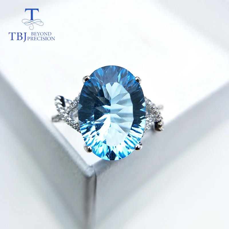 Tbj 100% Natutral Небесно Голубой топаз овальный 10*14 мм вогнутая огранка драгоценный