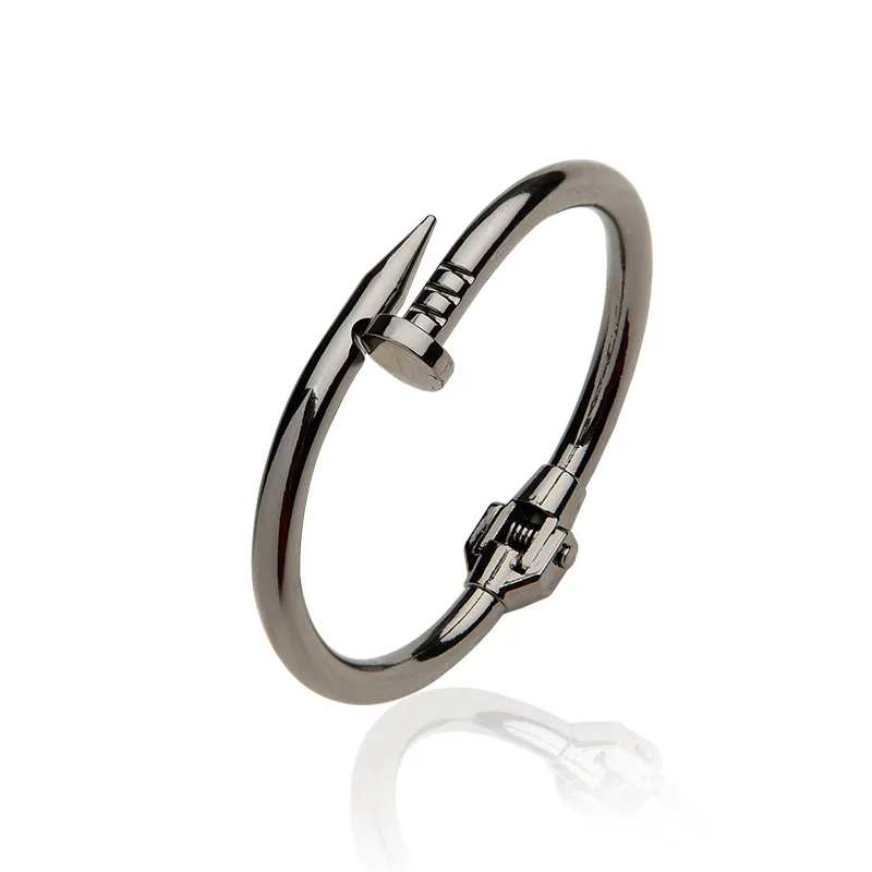 

Women Titanium Stainless Steel Spring Nail Bracelets&Bangles Black Screw Cuff Bangle Bracelets Party Jewelry