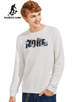 

Pioneer Camp new autumn spring sweatshirt men brand-clothing fashion embroidery tracksuit male top quality white AWY702420