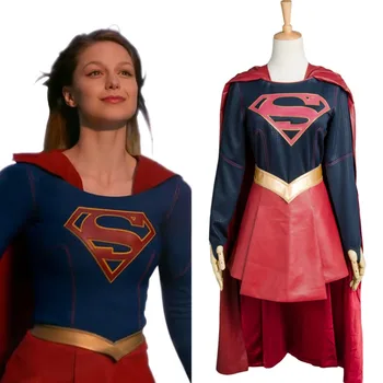 

Movie Supergirl Cosplay Costume Black Coat Red Skirt Cloak for Woman Girls Halloween Uniform Halloween Carnival Cosplay Full Set