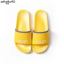 WHOHOLL летние домашние шлепанцы Мужчины Женщины Пара пляжные сланцы Нескользящие тапочки модные повседневные буквы Тапочки для ванной