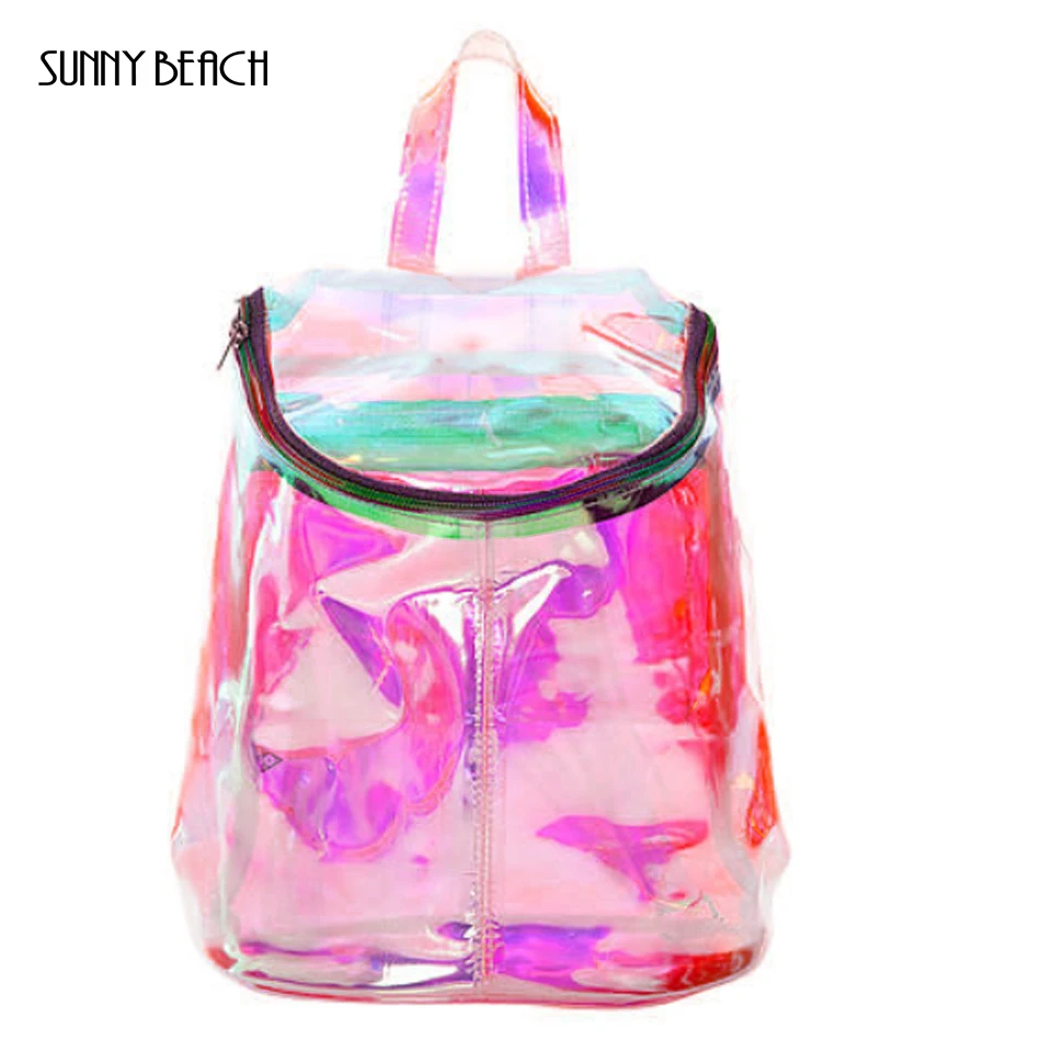 

SUNNY BEACH Gammaray Hologram backpack Women Silver Hologram Laser Backpack women Bag Holographic Backpack