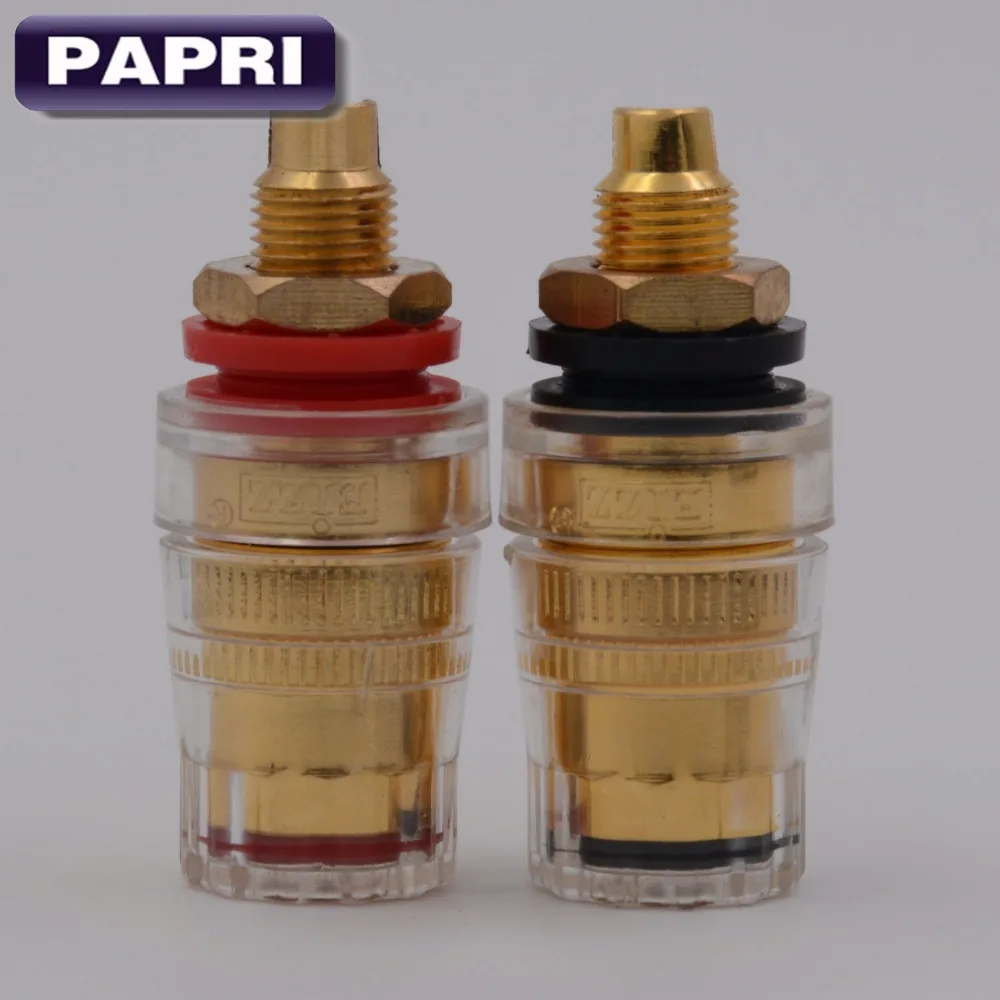 

EIZZ 24K Gold Plated Brass Connector Speaker Binding Post Banana Jack HIFI DIY Amplifier Tube Binding Post Accessory