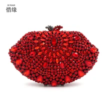 Xiyuan Брендовые женские роскошные Красный выдалбливают полный алмазов вечерние сумки через плечо Стразы свадьбу мешок Женский Сумочка Кошелек