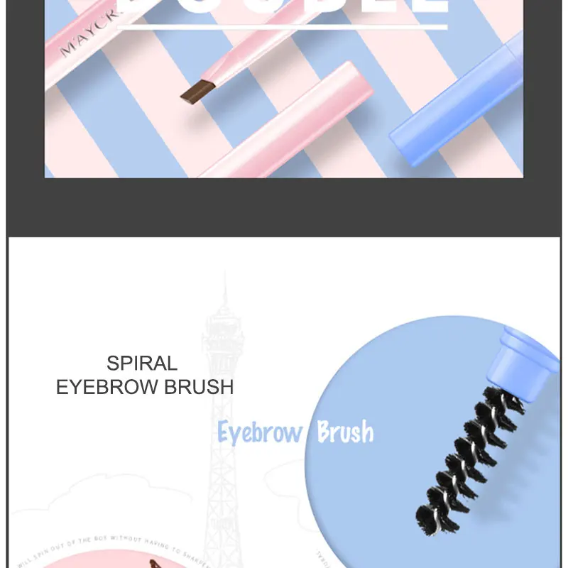 Красивый специальный двойной карандаш для бровей, кисть для бровей, хна для окрашивания бровей, натуральный стойкий водостойкий профессиональный макияж