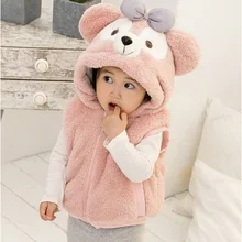 Осенне-зимний жилет для маленьких мальчиков и девочек, детская теплая хлопковая верхняя одежда с капюшоном и милым Кроликом, детская одежда