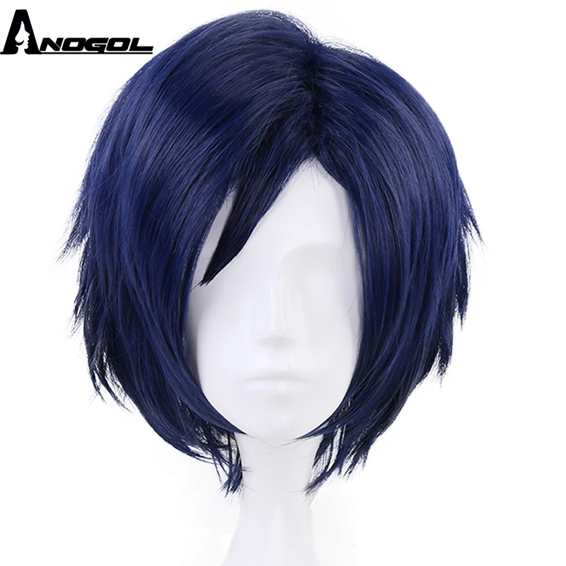 

Anogol Blue My Hero Academy Short Straight Tenya Iida Short Straight Hair Wigs Synthetic Cosplay Wig For Costume Part Halloween