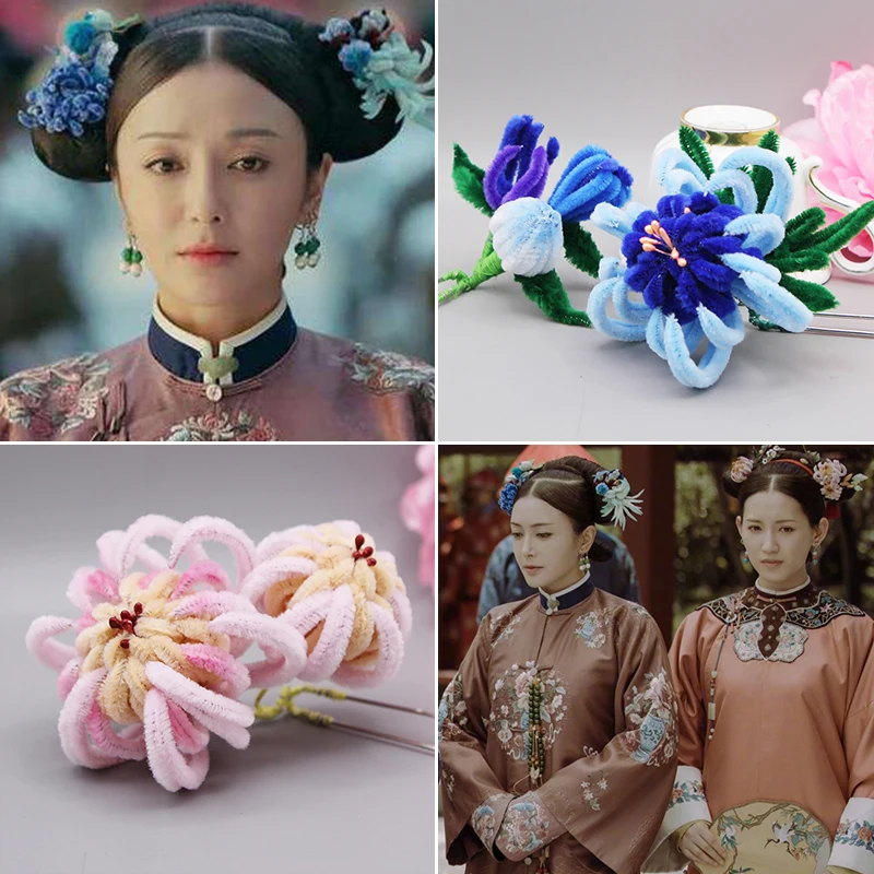 15 Designs False Hair Wig and Hair Flower Qing Dynasty Princess or Palace Maid Qitou for Latest TV Play Story of YanXi Palace