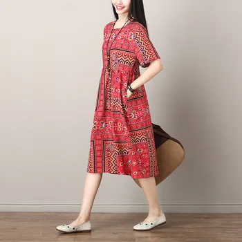 

2018 Spring Summer Short Sleeve M-2XL Cotton Linen Dress for Pregnant Women Pregnancy Maternity Clothing Floral Dresses