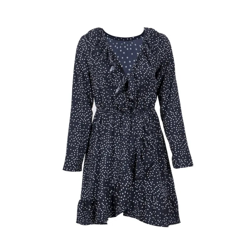 

Fashion Womens Summer Vestidos Beach Boho Ruffles Polka Dot V-Neck Bodycon Mini Dress Party Evening Chiffon Dresses Clothes