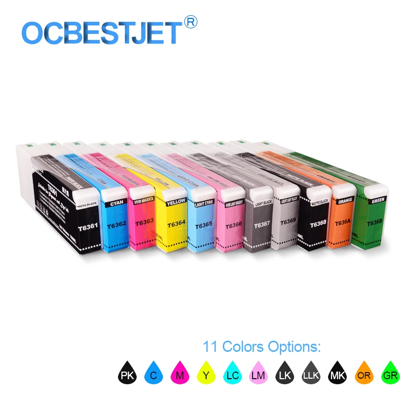 

T6361-T6369 T636A T636B Compatible Ink Cartridge Filled With Pigment Ink For Epson Stylus 7900 9900 700ML/PC (11 Colors Options)