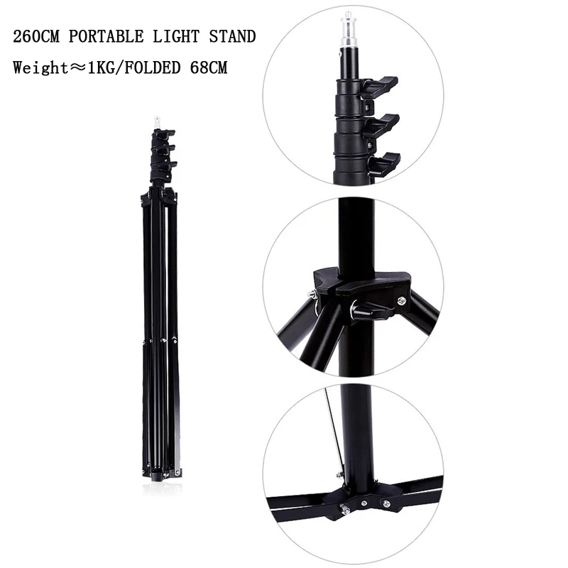 Lightupfoto 260cm Portable Photo Video Light Stand Studio Stand Tripod For DSLR Camera/Speedlite So