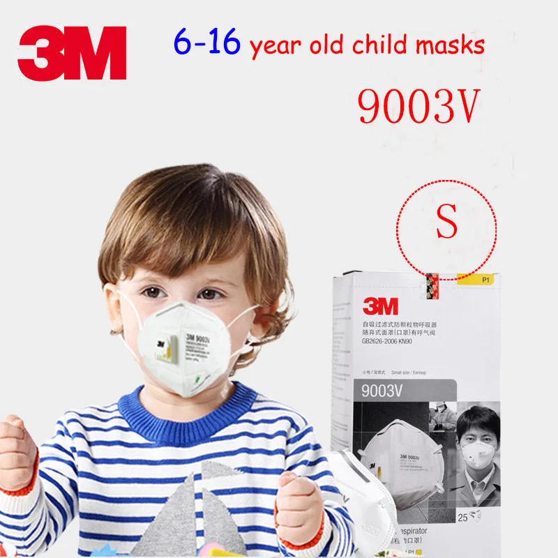 

3M 9003V Children's section respirator mask With a breathing valve S code dust mask 3PCS Children's masks