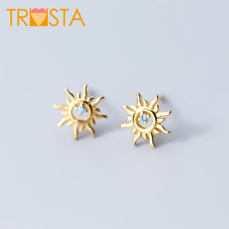 

ElfoPlataSi 100% 925 Real Sterling Silver Tiny 8mmX8mm Hollow Sun With CZ Stud Earrings Gift For Girls Friend Kid Lady XY852