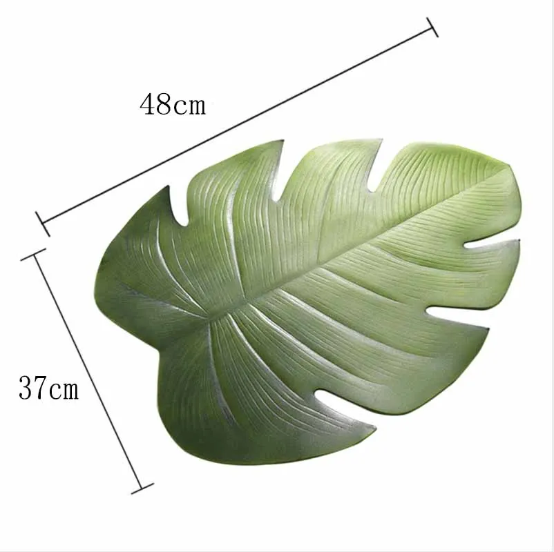 

1pcs Artificial Palm Fake Leaves Table Placemat Coaster Tea Table Mat Hawaii Tropical Wedding Party Table Decoration