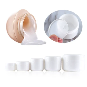 

10g/20g/30/g/50g/100g Plastic Empty Makeup Jar Pot Refillable Sample bottles Travel Face Cream Lotion Cosmetic Container White