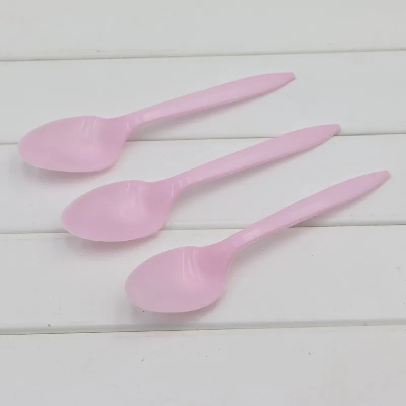 

Kids Favors Tableware Happy Birthday Party Decoration Boy Girl Cute Pink Plastic Spoon Baby Shower Events Supplies 24pcs\lot