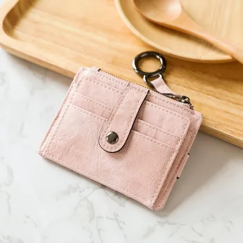 

Women's Wallet High Capacity Credit Card Holder Short Card Bag Solid Color Wallet Purse Simple Buckle pu leather wallet #15