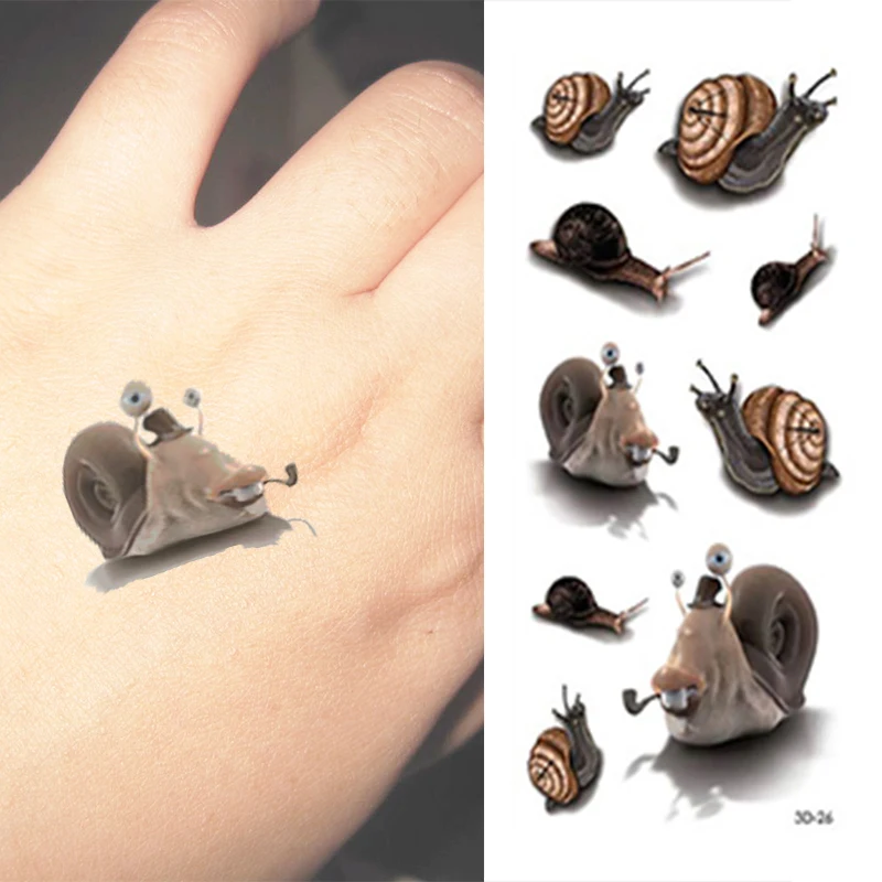 Waterproof Temporary Tattoo Sticker 3D snails tatto stickers flash tatoo  fake tattoos for kids girl child - AliExpress