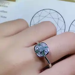 [MeiBaPJ блестящее натуральное Moissanite драгоценный камень модное простое зеленое кольцо для женщин серебро 925 пробы хорошие Свадебные украшения