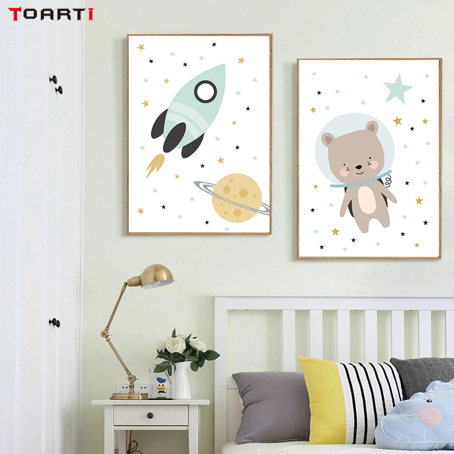 Rocker Planet Bear Canvas Art Painting  (5)