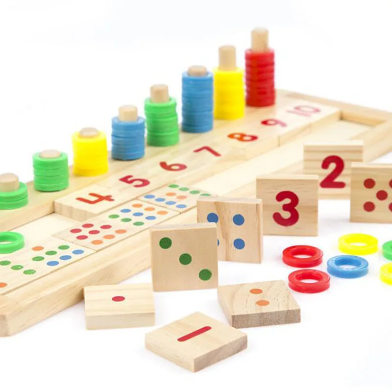 

Multi-functional Baby Wooden Toys Colorful Building Blocks Domino Geometric Assembling Block Math Toy For Children Educational