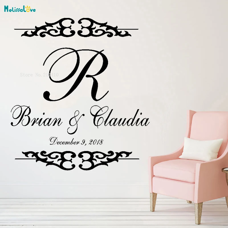 

Wedding Reception Dance Floor Decal Personalized Custom Initial and Names Date Exquisite Party Decor European style Decal YT1315