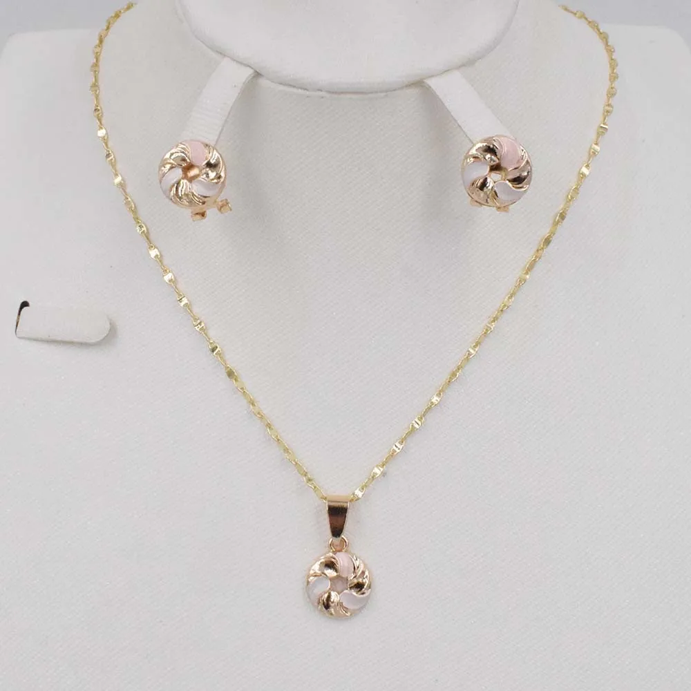 

New High Quality Fashion Dubai Jewelry 3COLOR Set Gold color Wedding African Beads Jewelry necklace earrings