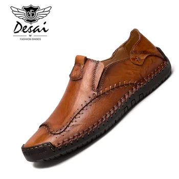 

DESAI Men's Driving Shoes Men Genuine Leather Loafers Shoes Fashion Handmade Soft Breathable Moccasins Flats Slip On Shoes 38-48