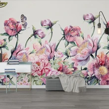 Beibehang пользовательские фото обои Большая фреска Скандинавский современный свежий Роза бабочка ТВ фон обои papel де parede