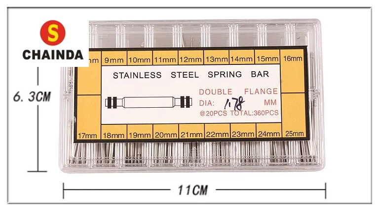 

Free Shipping 1 Set 360pcs 1.78mm Diameter Stainless Steel Spring Bar Double Flange for Watch Repair