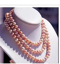 noble women gift Jewelry Silver Clasp 160cm 63inch 8-9mm Top AAA Natural Freshwater pearl Colorful Necklace highlight Handmade
