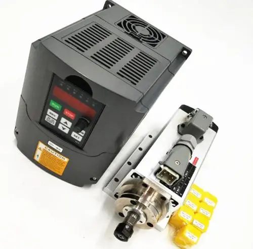 

hot 1.5kw air cooled spindle motor cnc spindle motor + 110V/220V/1.5KW inverter + 1set er11 Square milling machine spindle