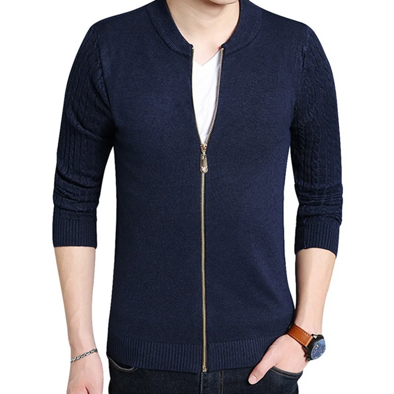 

Litthing 2019 New Men Sweater Male Jacket Solid Color Sweaters Knitwear Slim Fit Warm Sweatercoat Zipper Cardigans Men Clothing