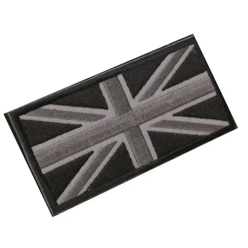 

FASHION Union Jack UK Flag Badge Patch Stick Back 10cm x 5cm NEW, (Black/Gray)