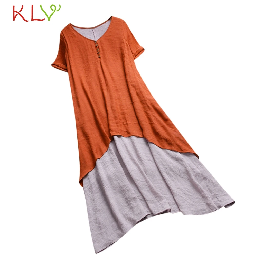 

Dress Women Boho Cotton Linen Elegant Casual Loose V Neck Party Night Dress Robe Femme Button Summer Dresses 2019 Vestidos 19A9